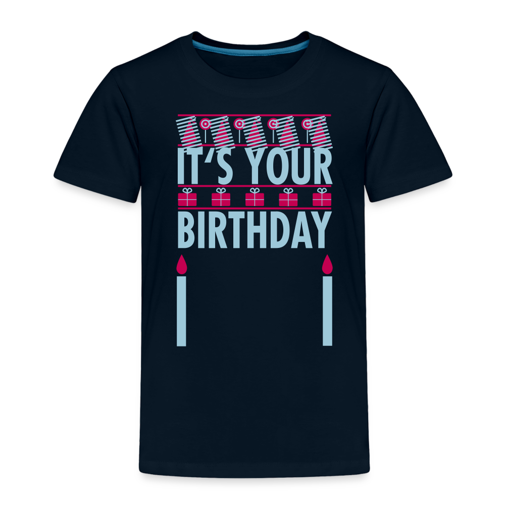 Girls Toddler Birthday Print T Shirt - deep navy