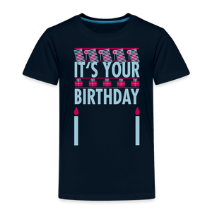 Girls Toddler Birthday Print T Shirt - deep navy