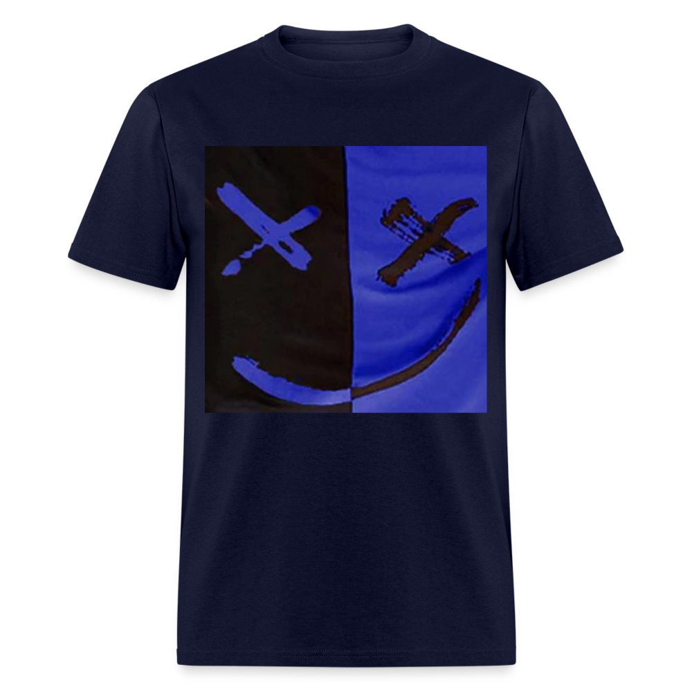 Unisex Classic Smiley Print T Shirt - navy