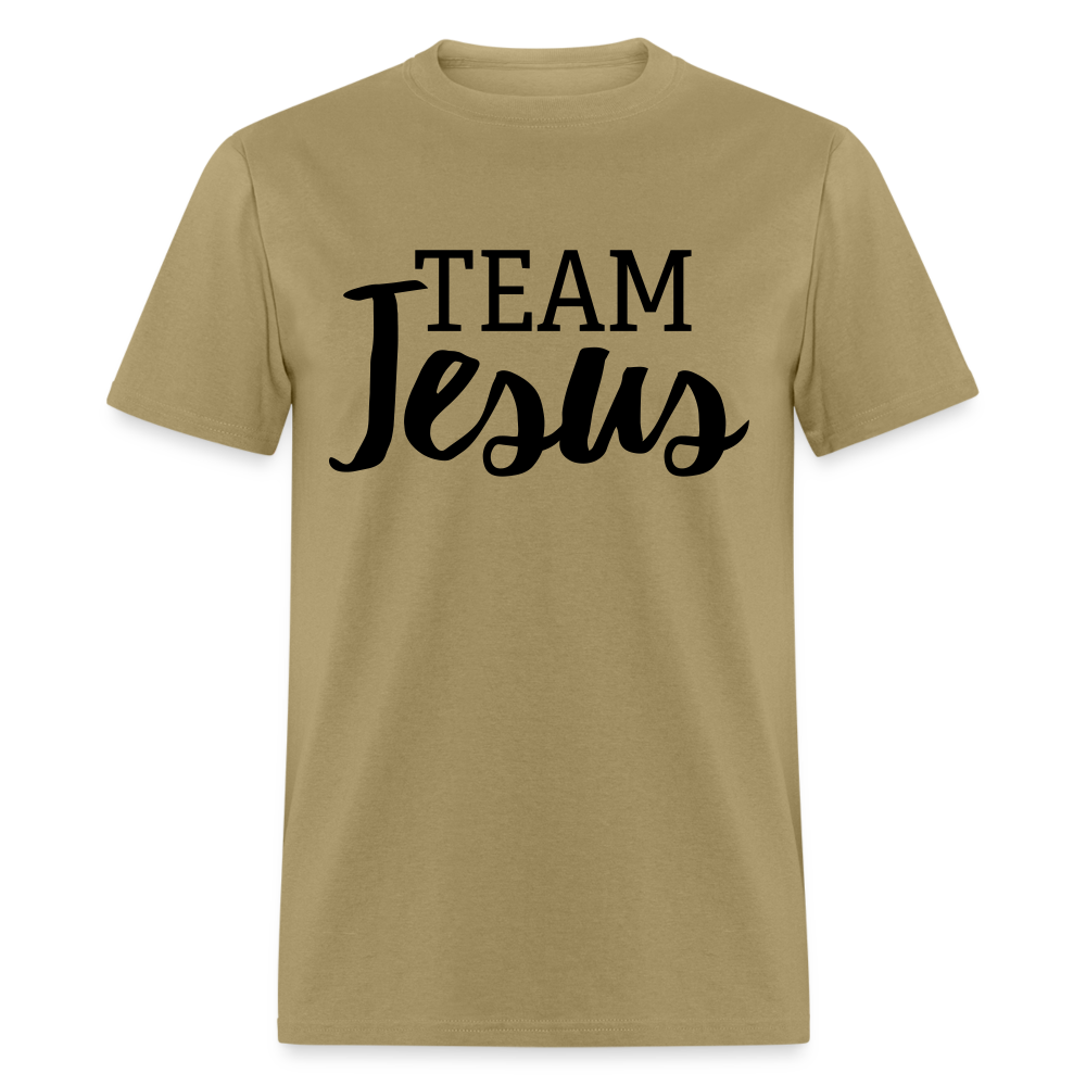 Unisex Original Fruit of the Loom Jesus Print T Shirt - khaki