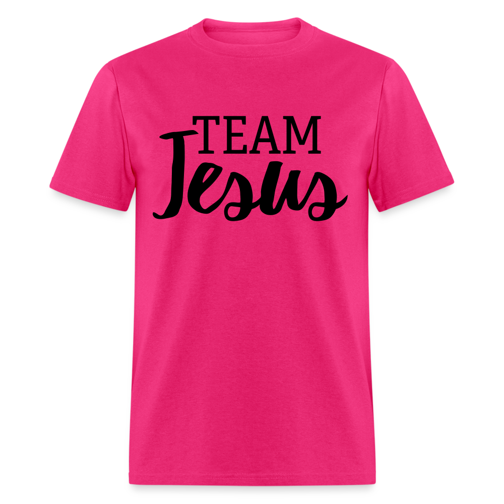 Unisex Original Fruit of the Loom Jesus Print T Shirt - fuchsia