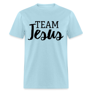 Unisex Original Fruit of the Loom Jesus Print T Shirt - powder blue