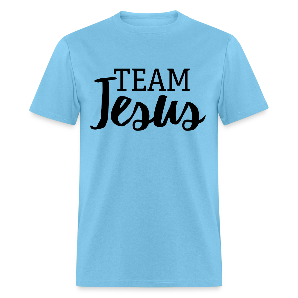 Unisex Original Fruit of the Loom Jesus Print T Shirt - aquatic blue