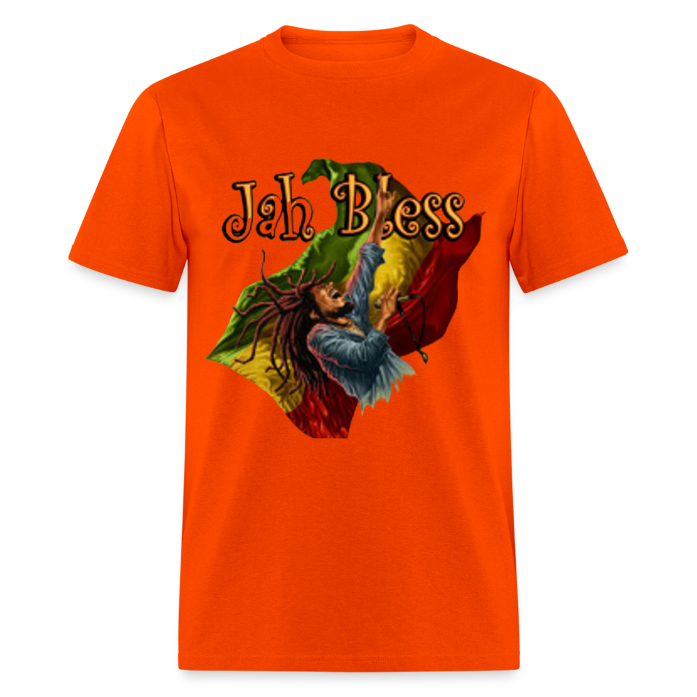 Unisex Adult Classic Jah Bless Print T Shirt - orange